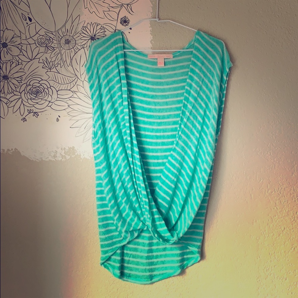 Green stripes drape vest